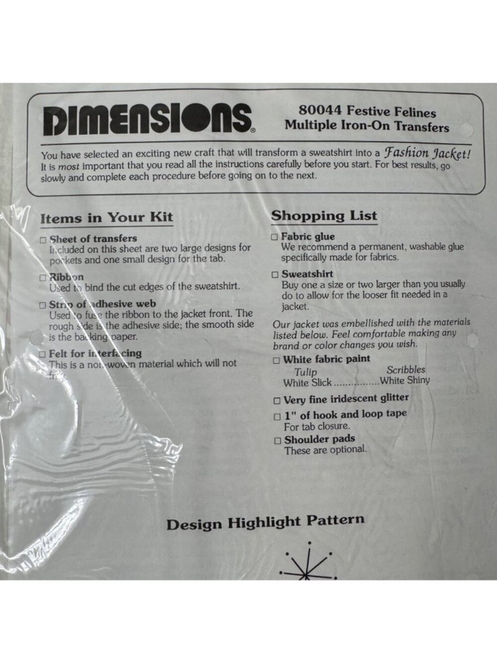 Dimensions Festive Felines Iron-On Transfer Kit Holiday Fashion 1992 Cats Kitten - Picture 5 of 8